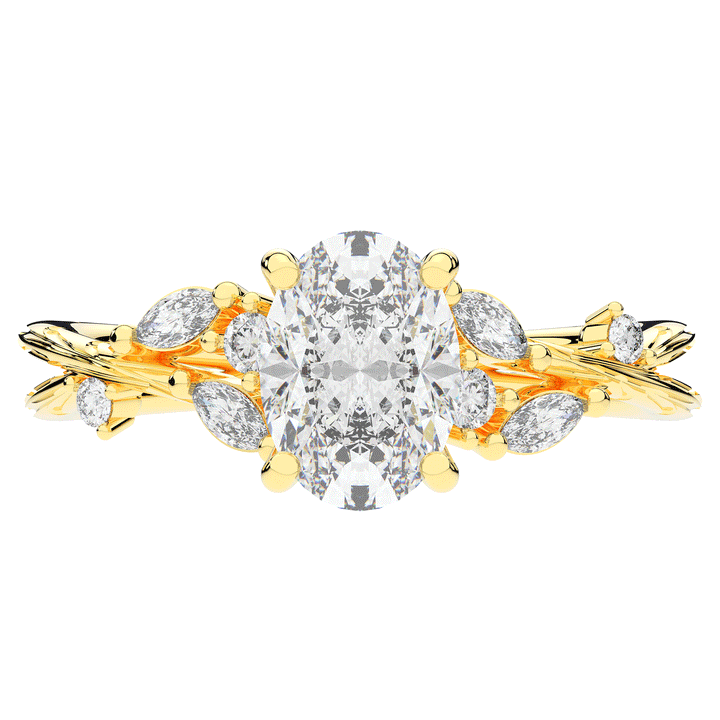1.75CT.TW OVAL LAB DIAMOND STYLIZED VINE AND TREE BARK FINISH ENGAGEMENT RING - Nazarelle