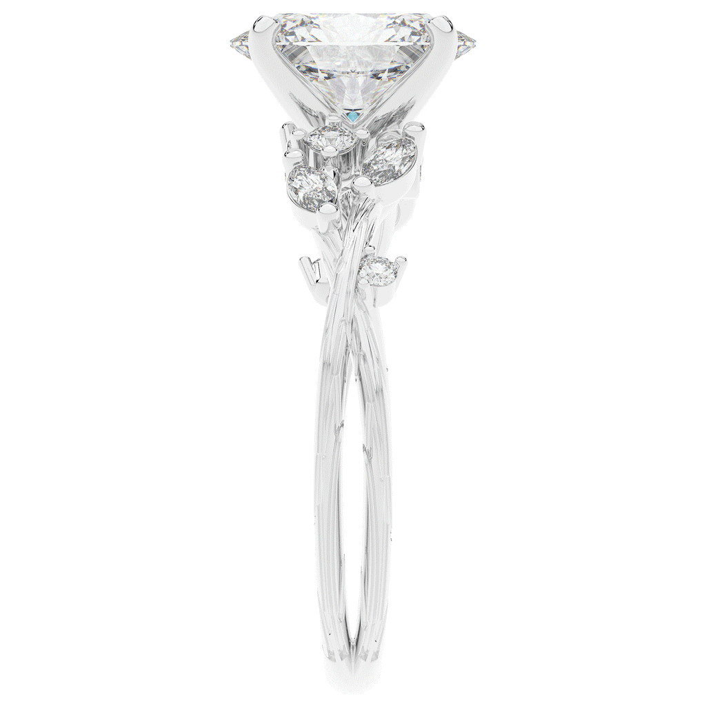 2.25CT.TW OVAL LAB DIAMOND STYLIZED VINE AND TREE BARK FINISH ENGAGEMENT RING - Nazarelle