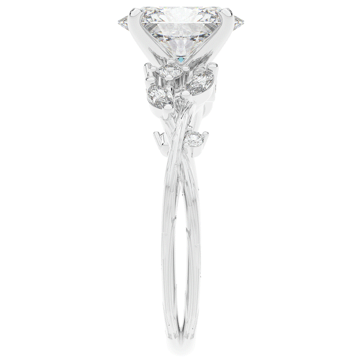 2.25CT.TW OVAL LAB DIAMOND STYLIZED VINE AND TREE BARK FINISH ENGAGEMENT RING - Nazarelle