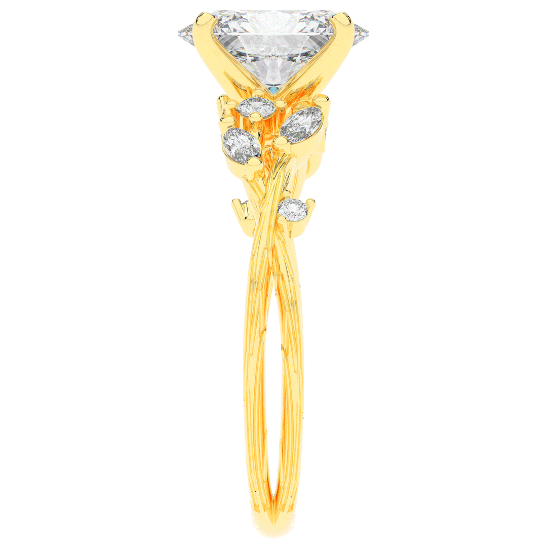 2.25CT.TW OVAL LAB DIAMOND STYLIZED VINE AND TREE BARK FINISH ENGAGEMENT RING - Nazarelle
