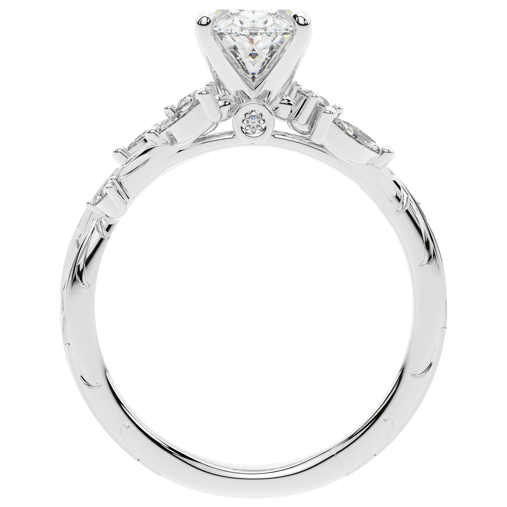 2.25CT.TW OVAL LAB DIAMOND STYLIZED VINE AND TREE BARK FINISH ENGAGEMENT RING - Nazarelle