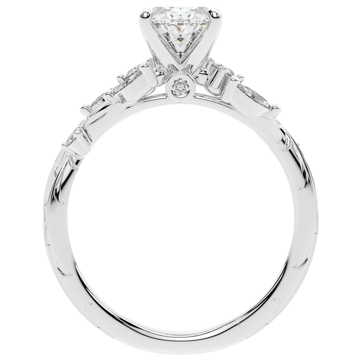 2.25CT.TW OVAL LAB DIAMOND STYLIZED VINE AND TREE BARK FINISH ENGAGEMENT RING - Nazarelle