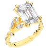 5.30CT.TW EMERALD CUT LAB DIAMOND STYLIZED VINE AND TREE BARK FINISH ENGAGEMENT RING - Nazarelle