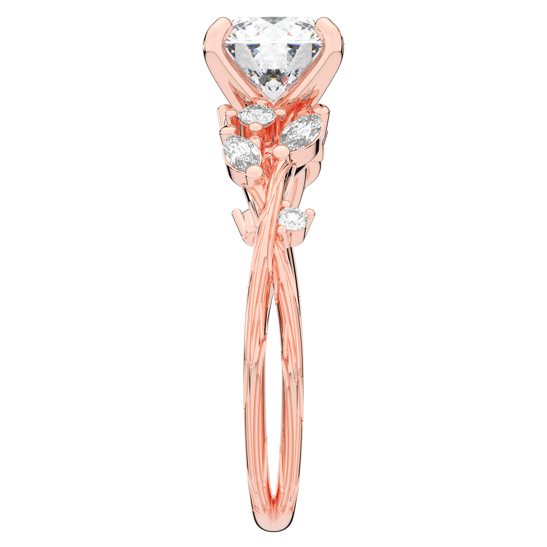 1.75CT.TW ROUND LAB DIAMOND STYLIZED VINE AND TREE BARK FINISH ENGAGEMENT RING - Nazarelle