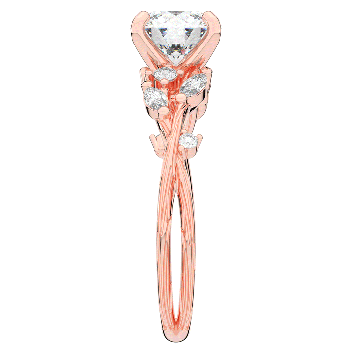 1.75CT.TW ROUND LAB DIAMOND STYLIZED VINE AND TREE BARK FINISH ENGAGEMENT RING - Nazarelle