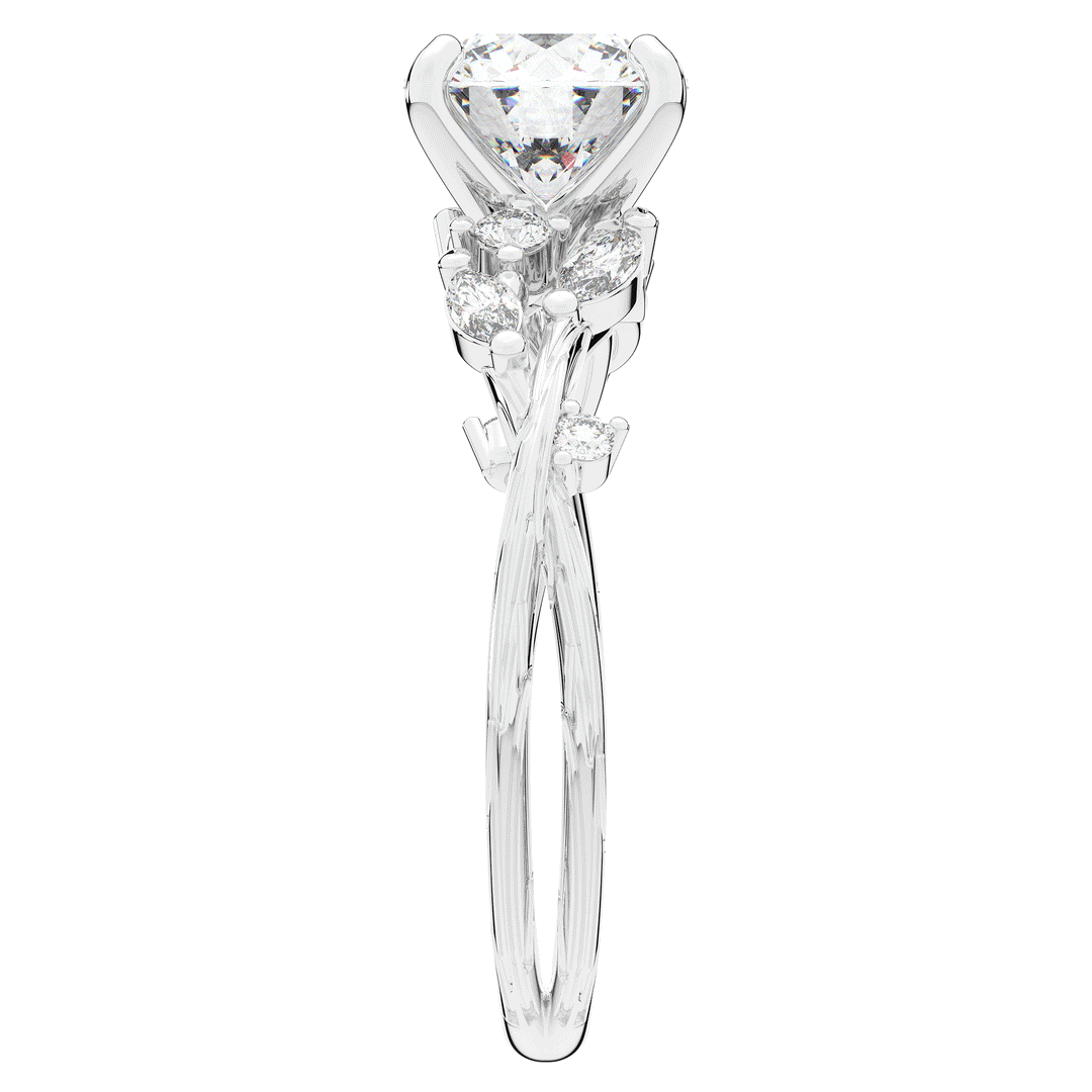 1.75CT.TW ROUND LAB DIAMOND STYLIZED VINE AND TREE BARK FINISH ENGAGEMENT RING - Nazarelle