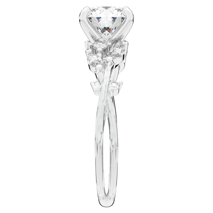 1.75CT.TW ROUND LAB DIAMOND STYLIZED VINE AND TREE BARK FINISH ENGAGEMENT RING - Nazarelle