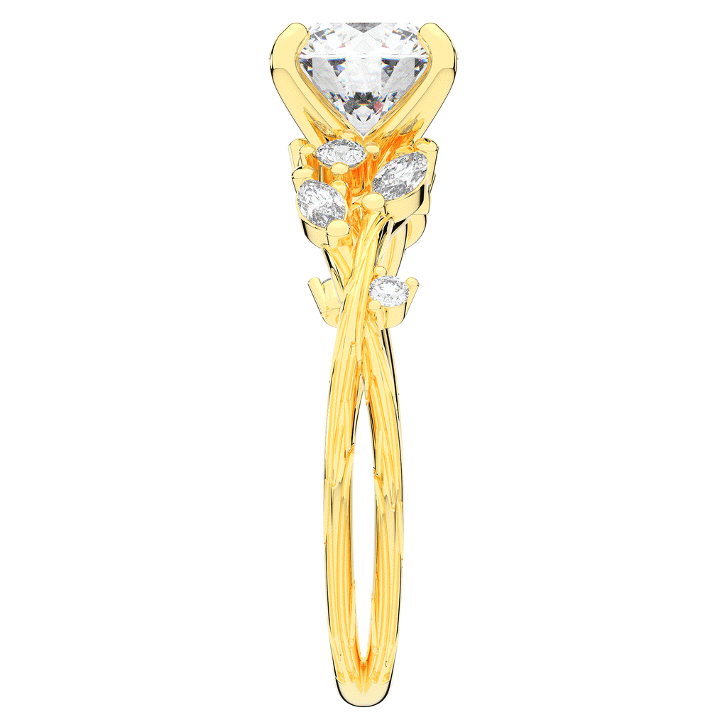 1.75CT.TW ROUND LAB DIAMOND STYLIZED VINE AND TREE BARK FINISH ENGAGEMENT RING - Nazarelle