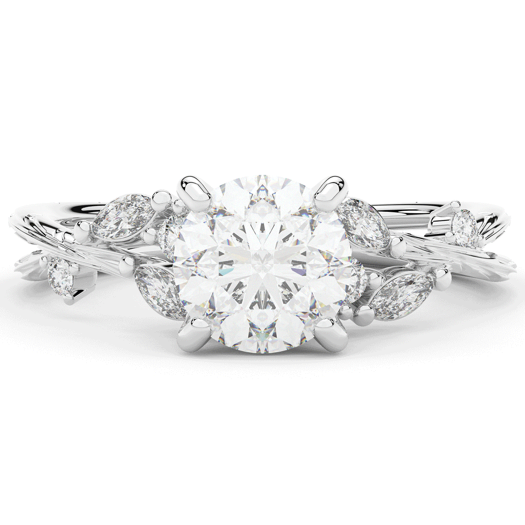 1.75CT.TW ROUND LAB DIAMOND STYLIZED VINE AND TREE BARK FINISH ENGAGEMENT RING - Nazarelle