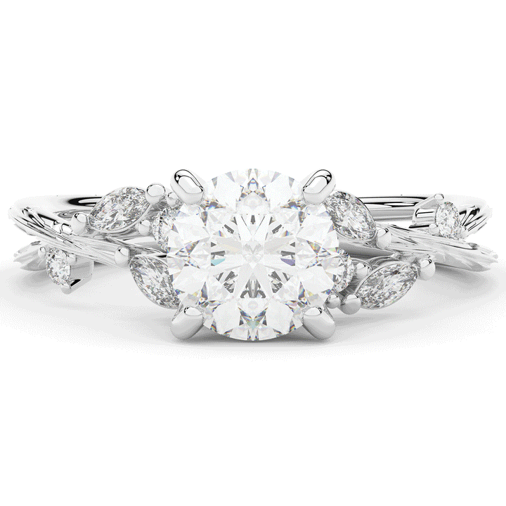 1.75CT.TW ROUND LAB DIAMOND STYLIZED VINE AND TREE BARK FINISH ENGAGEMENT RING - Nazarelle