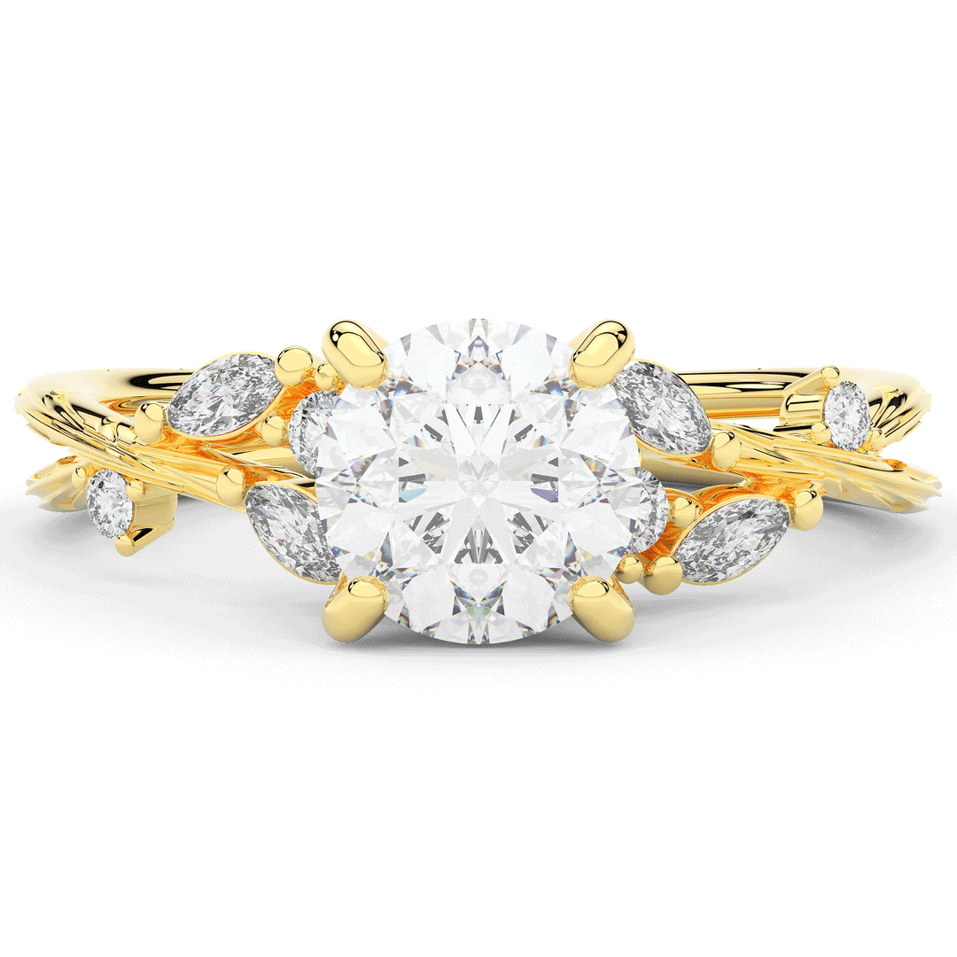 1.75CT.TW ROUND LAB DIAMOND STYLIZED VINE AND TREE BARK FINISH ENGAGEMENT RING - Nazarelle