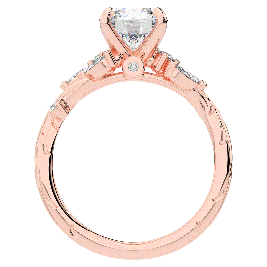 1.75CT.TW ROUND LAB DIAMOND STYLIZED VINE AND TREE BARK FINISH ENGAGEMENT RING - Nazarelle