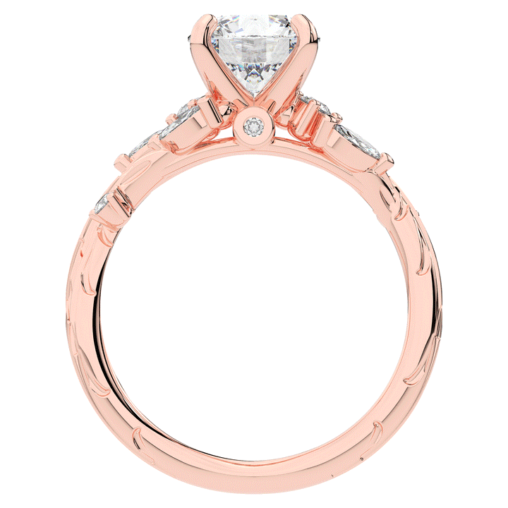 1.75CT.TW ROUND LAB DIAMOND STYLIZED VINE AND TREE BARK FINISH ENGAGEMENT RING - Nazarelle