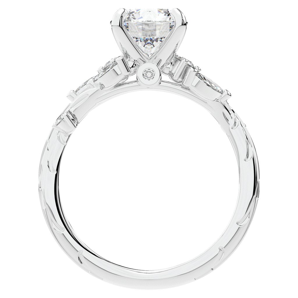 1.75CT.TW ROUND LAB DIAMOND STYLIZED VINE AND TREE BARK FINISH ENGAGEMENT RING - Nazarelle