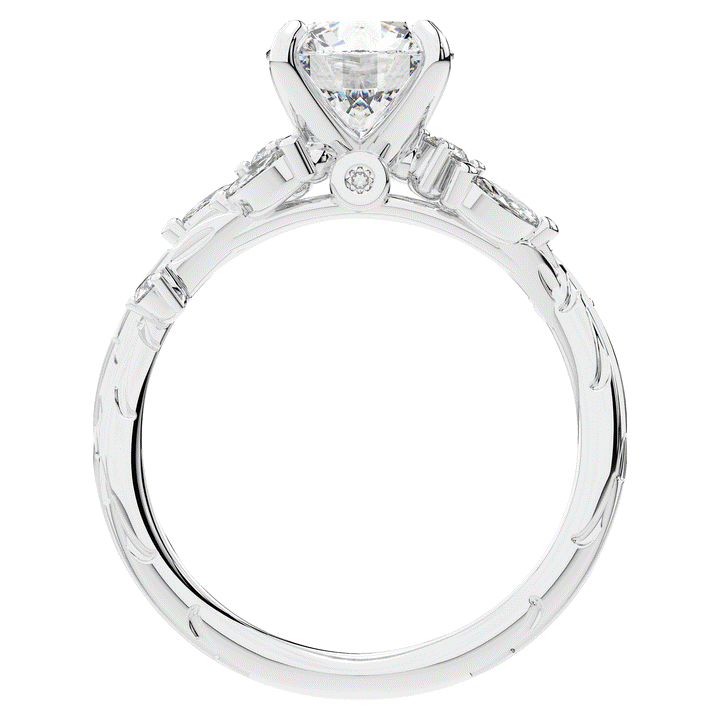 1.75CT.TW ROUND LAB DIAMOND STYLIZED VINE AND TREE BARK FINISH ENGAGEMENT RING - Nazarelle