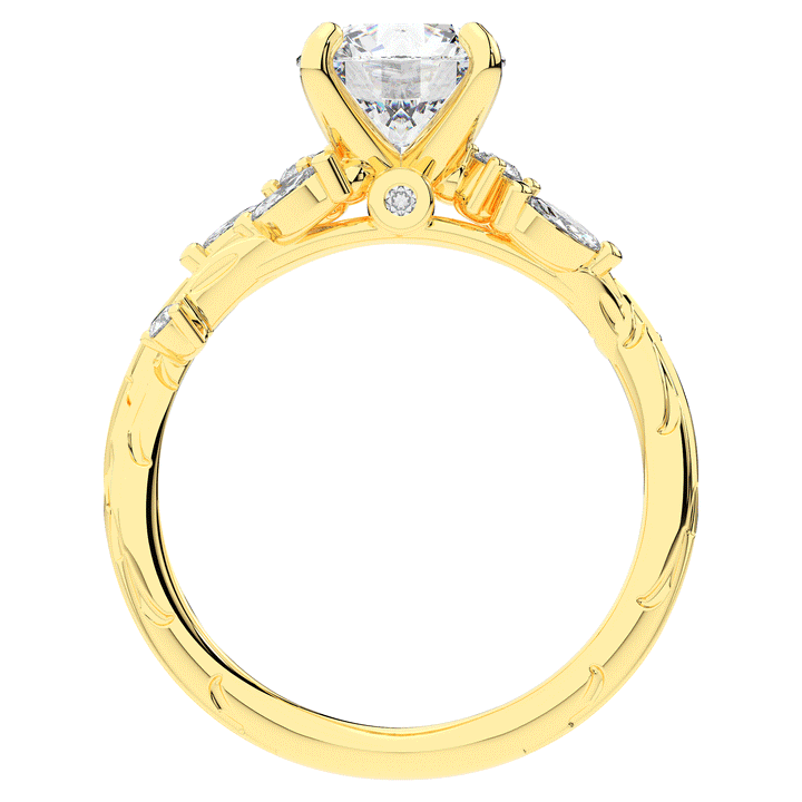 1.75CT.TW ROUND LAB DIAMOND STYLIZED VINE AND TREE BARK FINISH ENGAGEMENT RING - Nazarelle