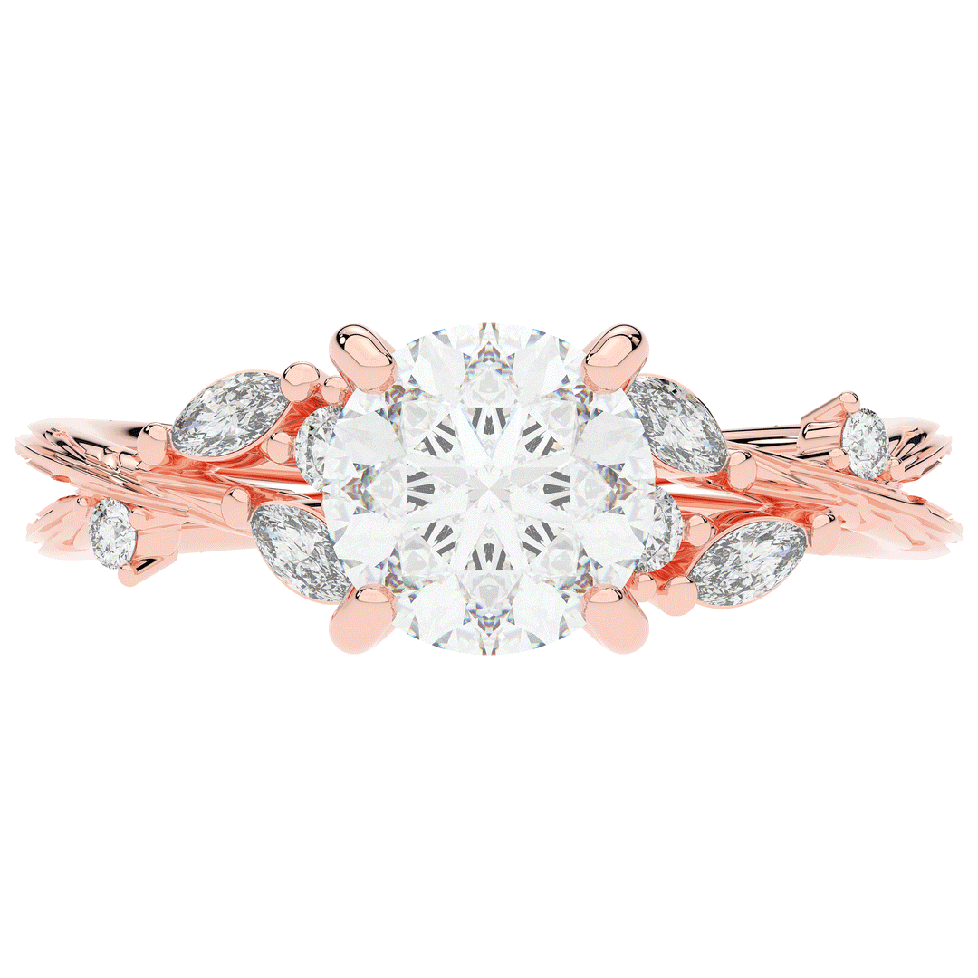 1.75CT.TW ROUND LAB DIAMOND STYLIZED VINE AND TREE BARK FINISH ENGAGEMENT RING - Nazarelle