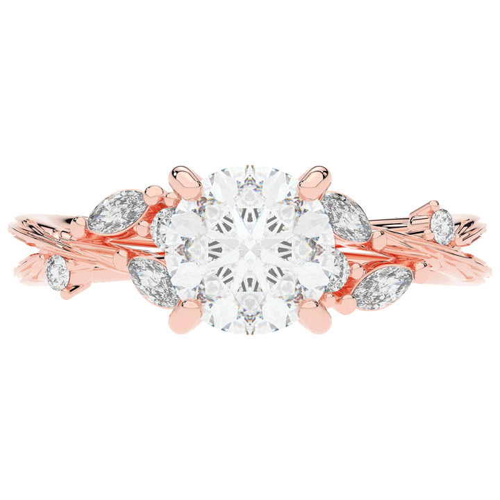 1.75CT.TW ROUND LAB DIAMOND STYLIZED VINE AND TREE BARK FINISH ENGAGEMENT RING - Nazarelle
