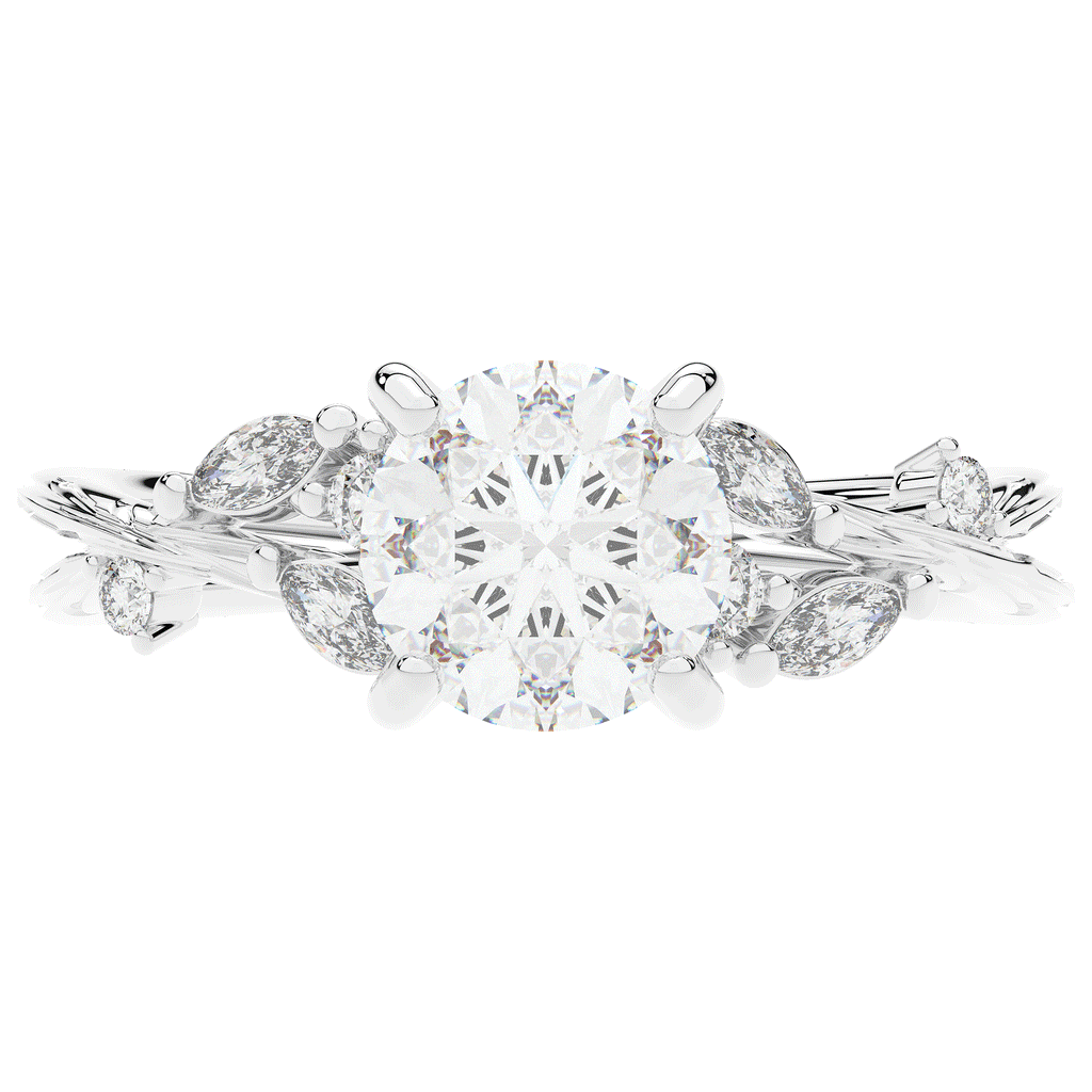 1.75CT.TW ROUND LAB DIAMOND STYLIZED VINE AND TREE BARK FINISH ENGAGEMENT RING - Nazarelle