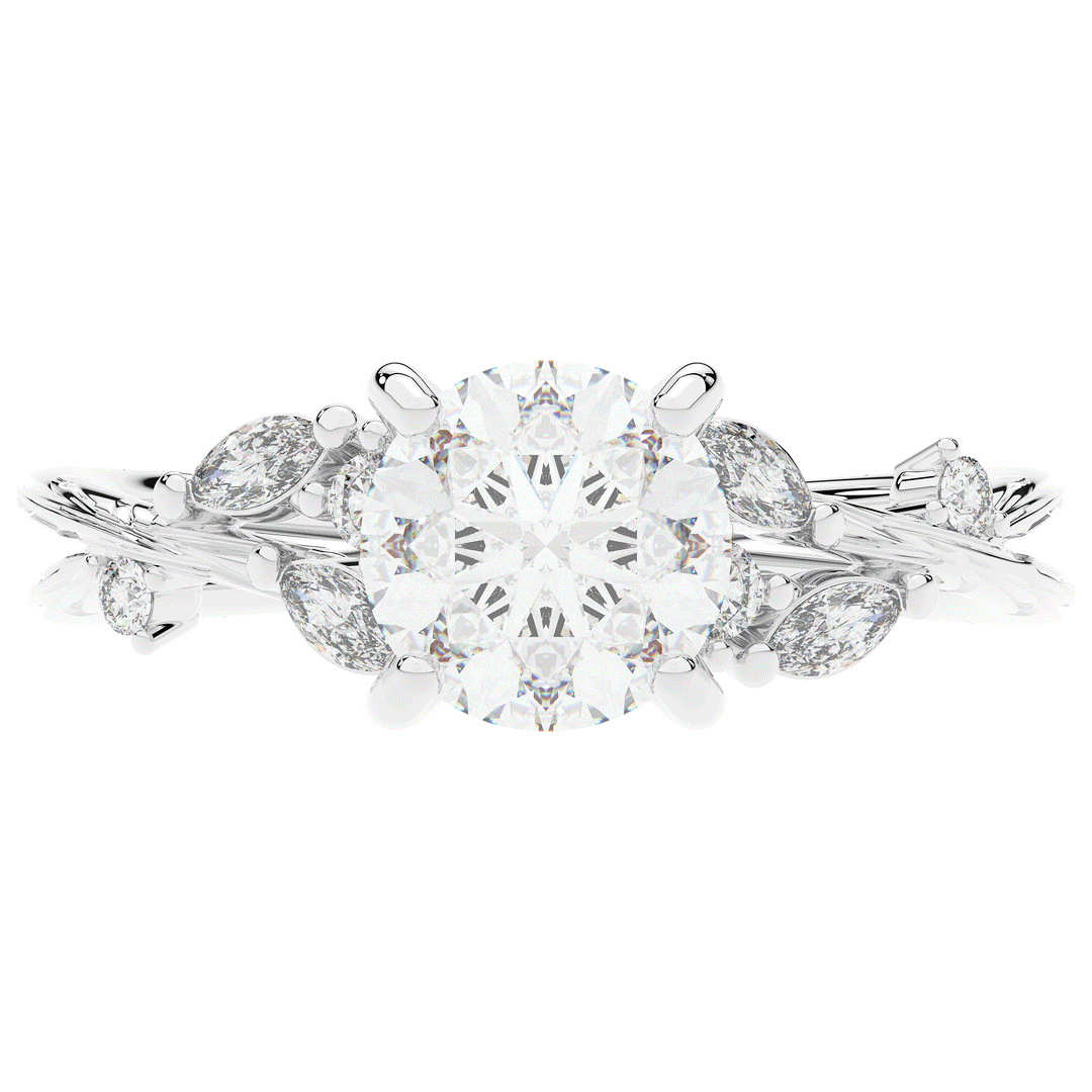 1.75CT.TW ROUND LAB DIAMOND STYLIZED VINE AND TREE BARK FINISH ENGAGEMENT RING - Nazarelle