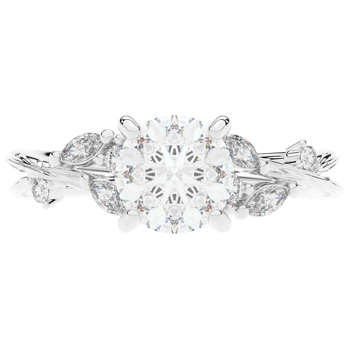 1.75CT.TW ROUND LAB DIAMOND STYLIZED VINE AND TREE BARK FINISH ENGAGEMENT RING - Nazarelle