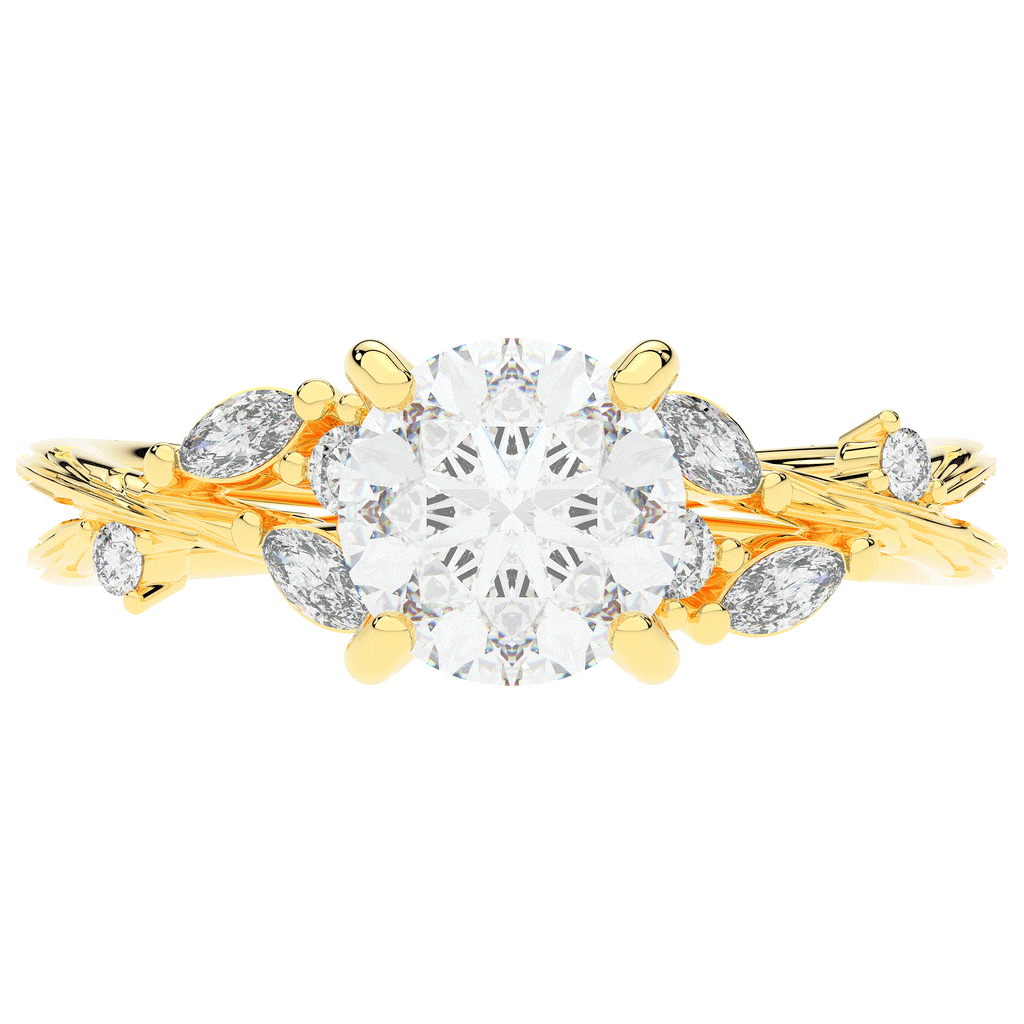 1.75CT.TW ROUND LAB DIAMOND STYLIZED VINE AND TREE BARK FINISH ENGAGEMENT RING - Nazarelle