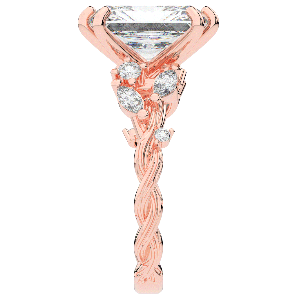 5.30CT.TW RADIANT LAB DIAMOND STYLIZED VINE AND TREE BARK FINISH ENGAGEMENT RING - Nazarelle