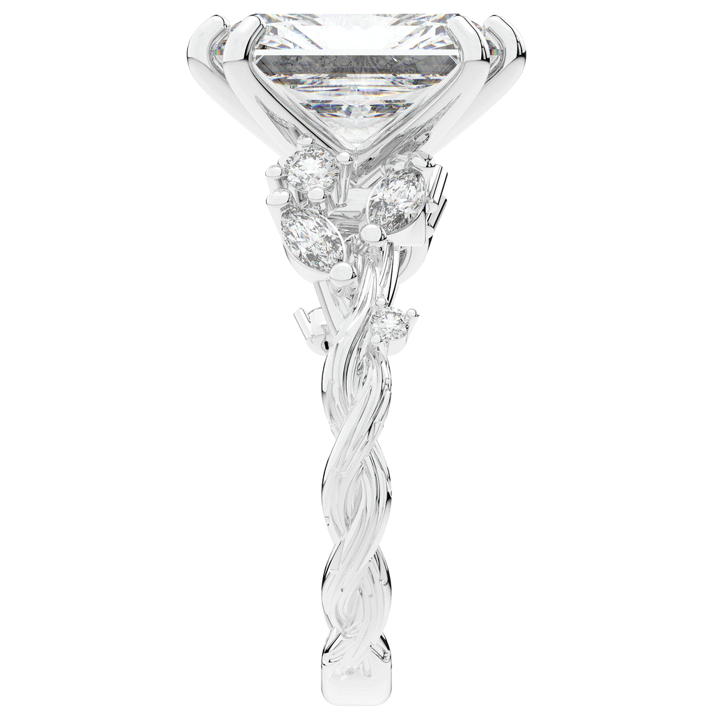 5.30CT.TW RADIANT LAB DIAMOND STYLIZED VINE AND TREE BARK FINISH ENGAGEMENT RING - Nazarelle