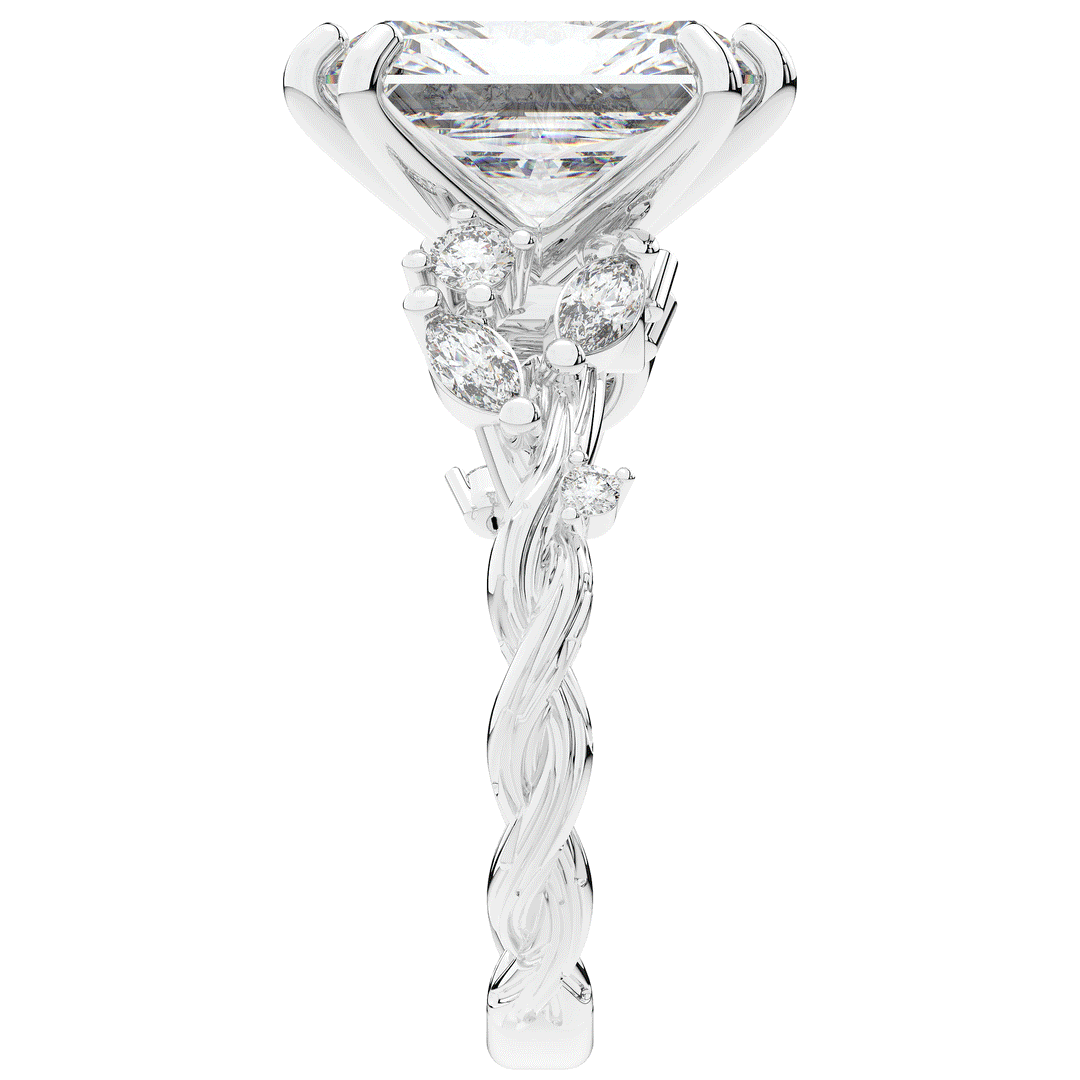 5.30CT.TW RADIANT LAB DIAMOND STYLIZED VINE AND TREE BARK FINISH ENGAGEMENT RING - Nazarelle