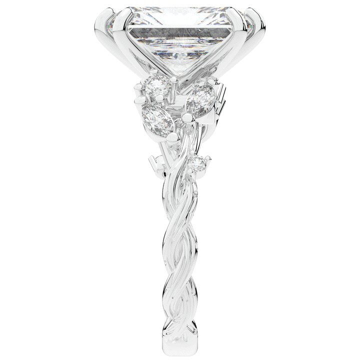 5.30CT.TW RADIANT LAB DIAMOND STYLIZED VINE AND TREE BARK FINISH ENGAGEMENT RING - Nazarelle