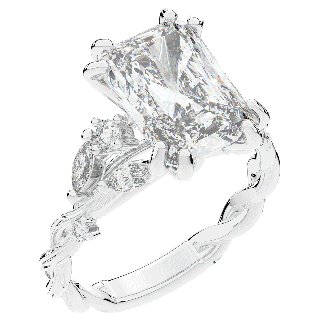 5.30CT.TW RADIANT LAB DIAMOND STYLIZED VINE AND TREE BARK FINISH ENGAGEMENT RING - Nazarelle