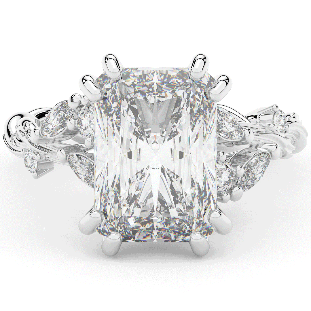5.30CT.TW RADIANT LAB DIAMOND STYLIZED VINE AND TREE BARK FINISH ENGAGEMENT RING - Nazarelle