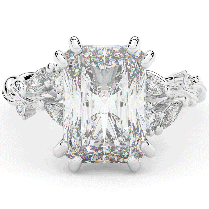 5.30CT.TW RADIANT LAB DIAMOND STYLIZED VINE AND TREE BARK FINISH ENGAGEMENT RING - Nazarelle