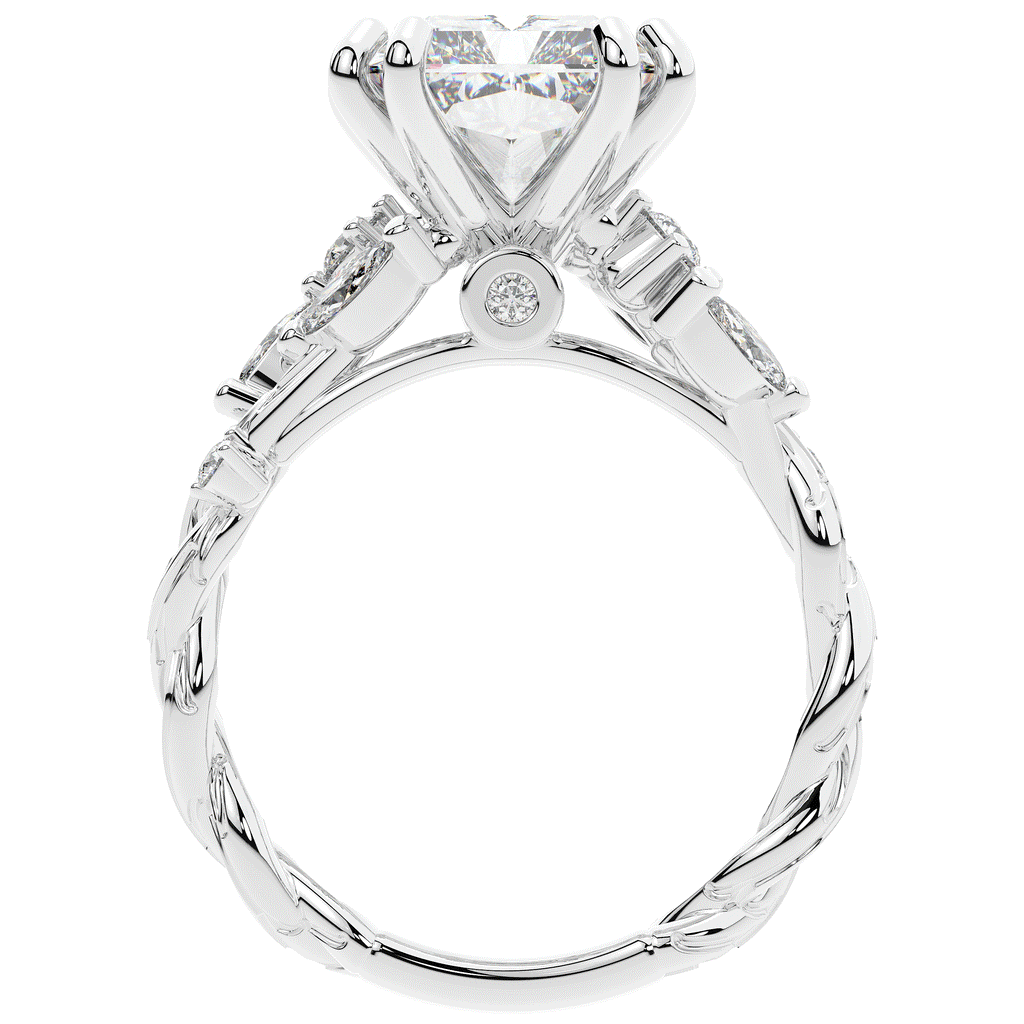 5.30CT.TW RADIANT LAB DIAMOND STYLIZED VINE AND TREE BARK FINISH ENGAGEMENT RING - Nazarelle
