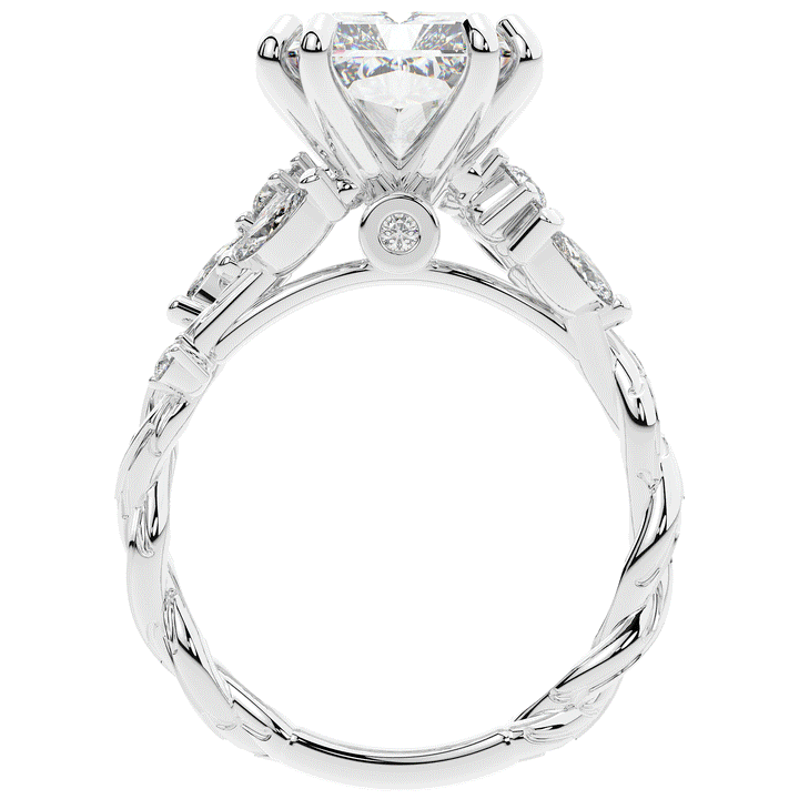 5.30CT.TW RADIANT LAB DIAMOND STYLIZED VINE AND TREE BARK FINISH ENGAGEMENT RING - Nazarelle