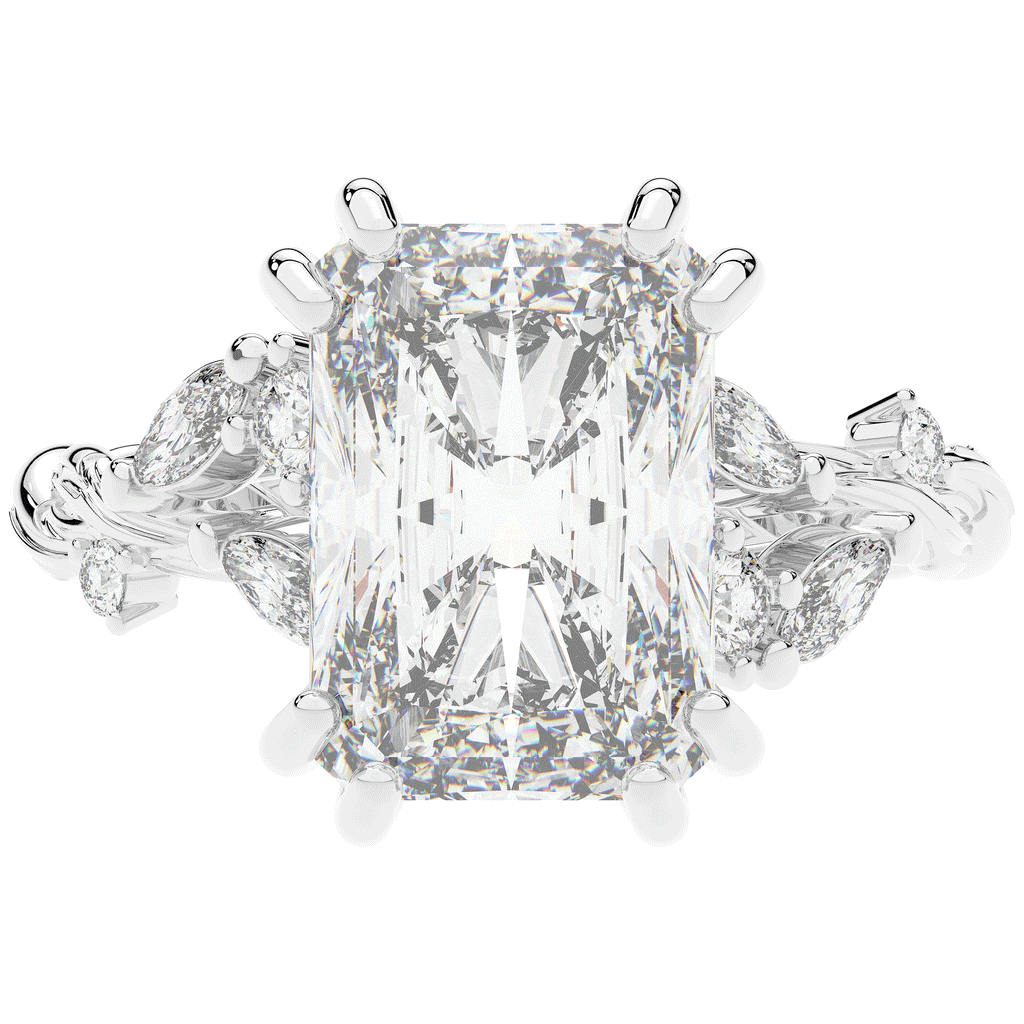 5.30CT.TW RADIANT LAB DIAMOND STYLIZED VINE AND TREE BARK FINISH ENGAGEMENT RING - Nazarelle