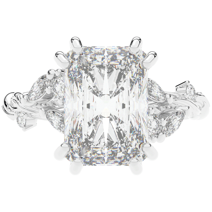 5.30CT.TW RADIANT LAB DIAMOND STYLIZED VINE AND TREE BARK FINISH ENGAGEMENT RING - Nazarelle