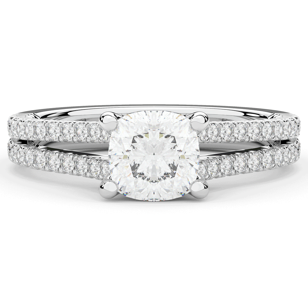 1.90CT.TW CUSHION LAB DIAMOND SOLITAIRE ENGAGEMENT RING - Nazarelle