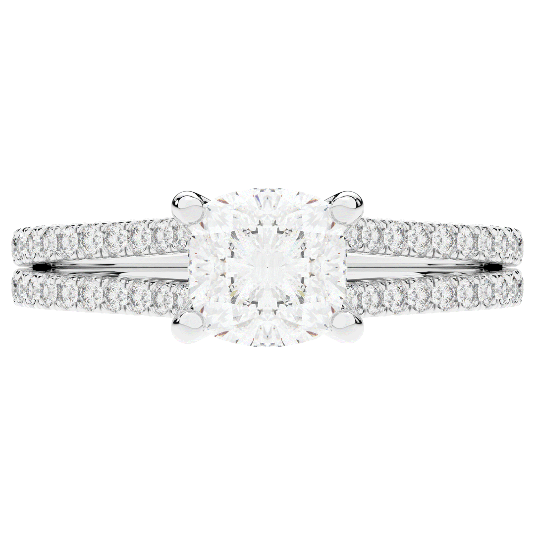 1.90CT.TW CUSHION LAB DIAMOND SOLITAIRE ENGAGEMENT RING - Nazarelle