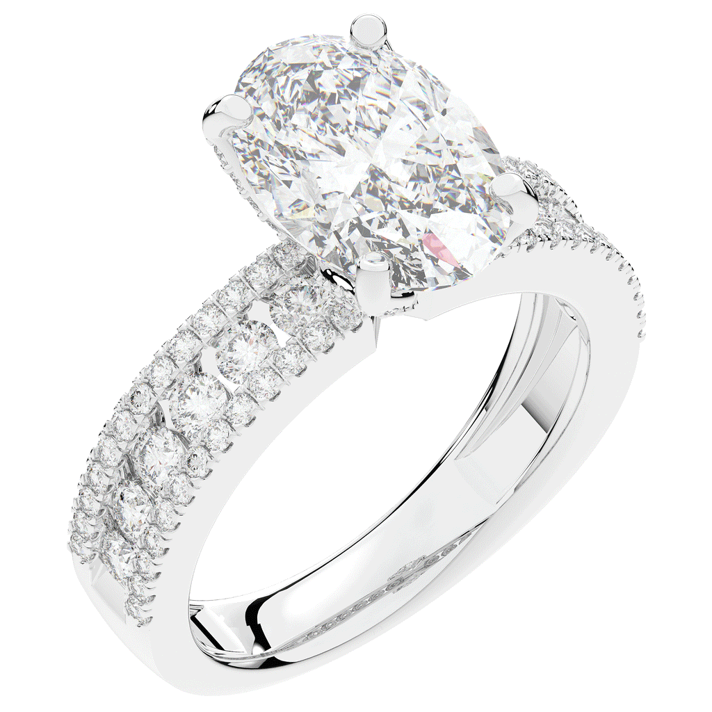 3.95CT.TW OVAL LAB DIAMOND SOLITAIRE ENGAGEMENT RING - Nazarelle