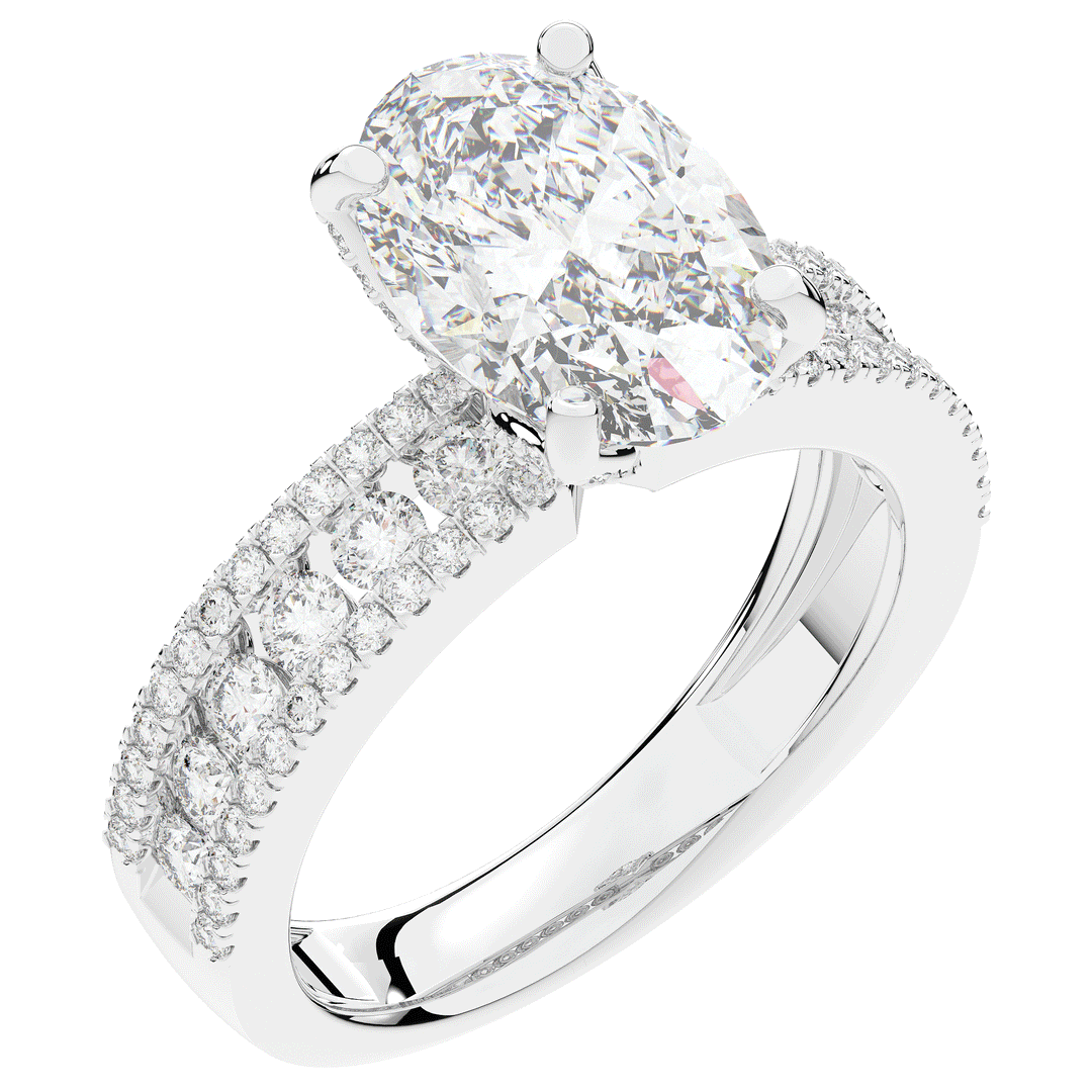 3.95CT.TW OVAL LAB DIAMOND SOLITAIRE ENGAGEMENT RING - Nazarelle