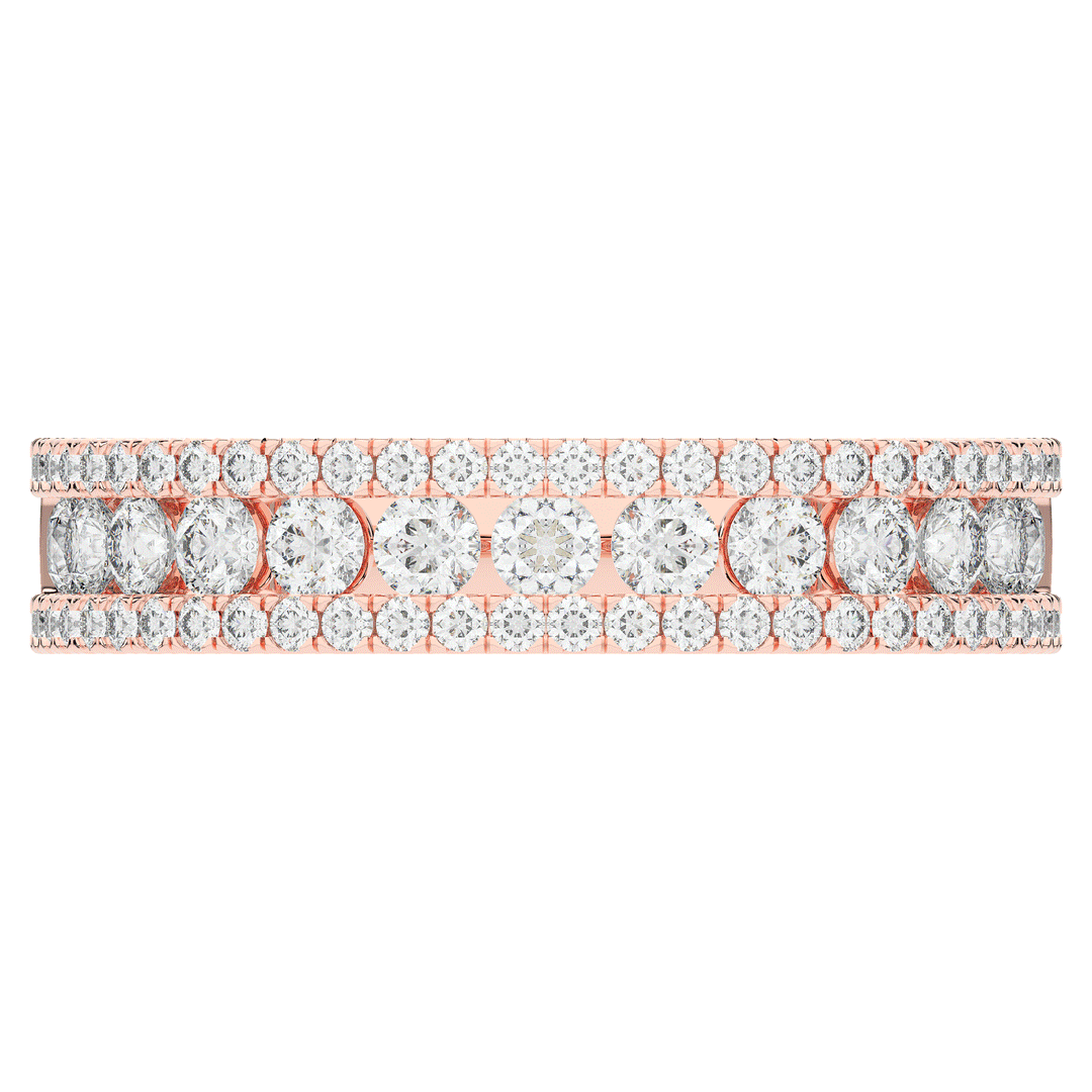 0.85CT.TW THREE ROW ROUND LAB DIAMOND WEDDING BAND - Nazarelle