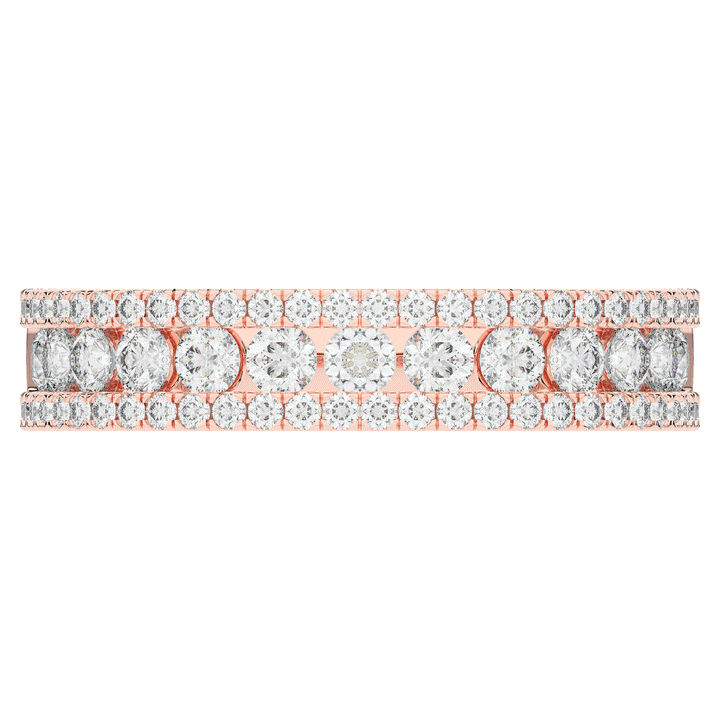 0.85CT.TW THREE ROW ROUND LAB DIAMOND WEDDING BAND - Nazarelle