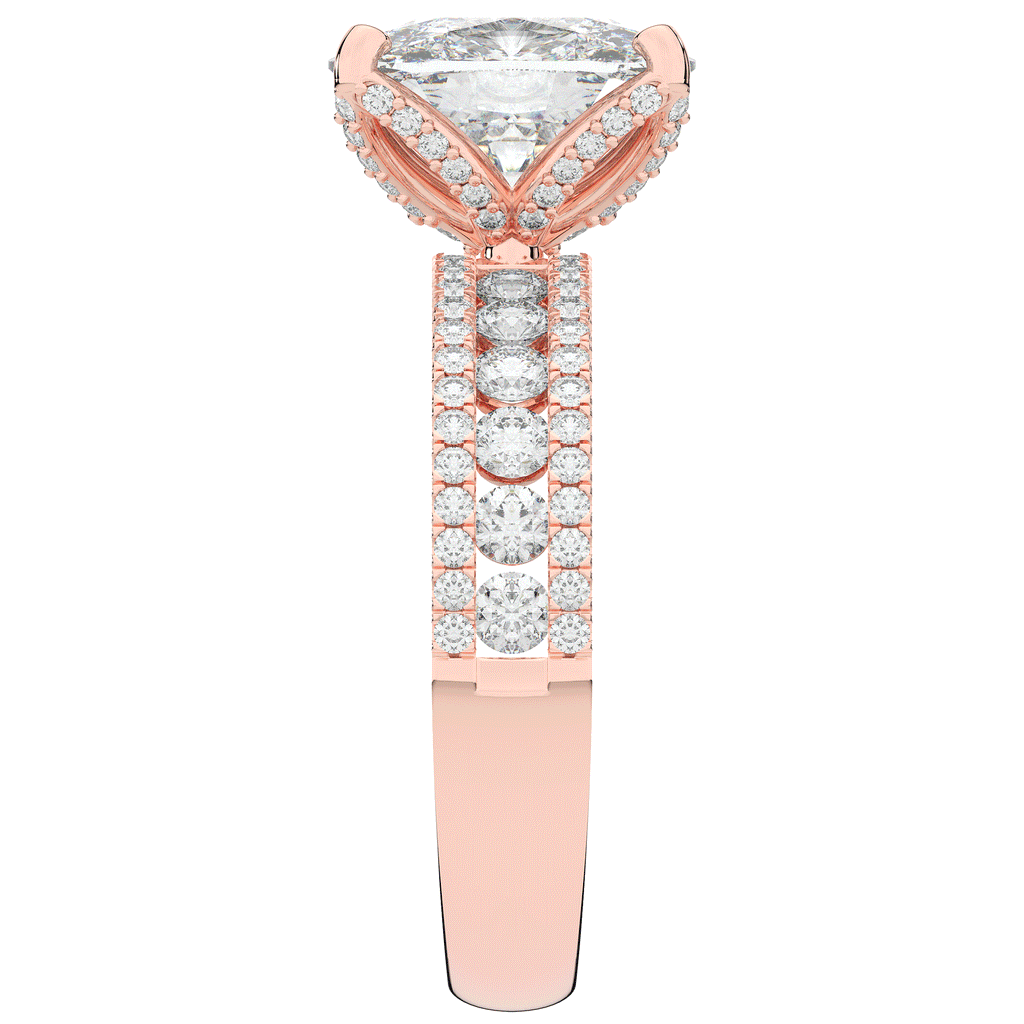 3.95CT.TW CUSHION LAB DIAMOND SOLITAIRE ENGAGEMENT RING - Nazarelle