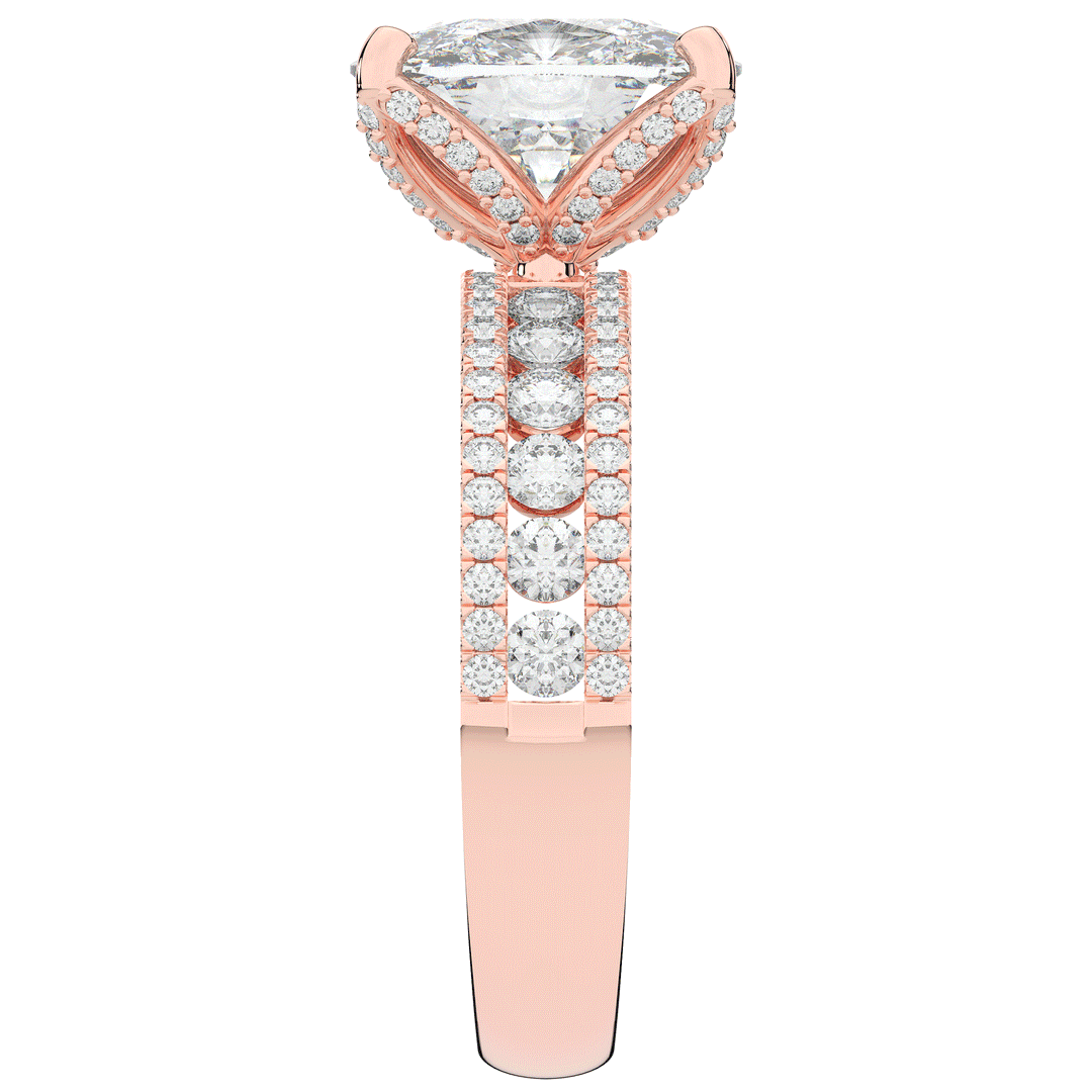 3.95CT.TW CUSHION LAB DIAMOND SOLITAIRE ENGAGEMENT RING - Nazarelle