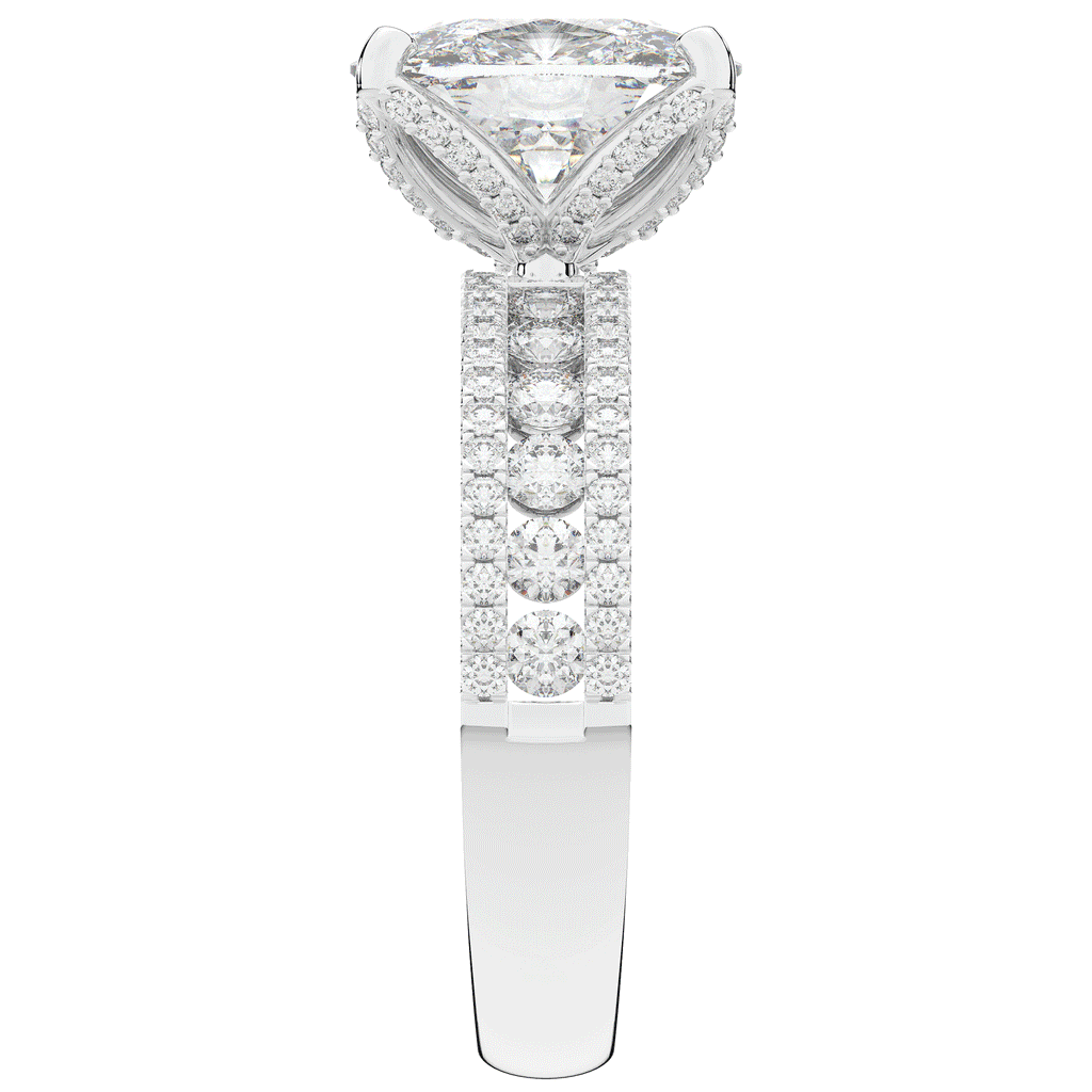 3.95CT.TW CUSHION LAB DIAMOND SOLITAIRE ENGAGEMENT RING - Nazarelle