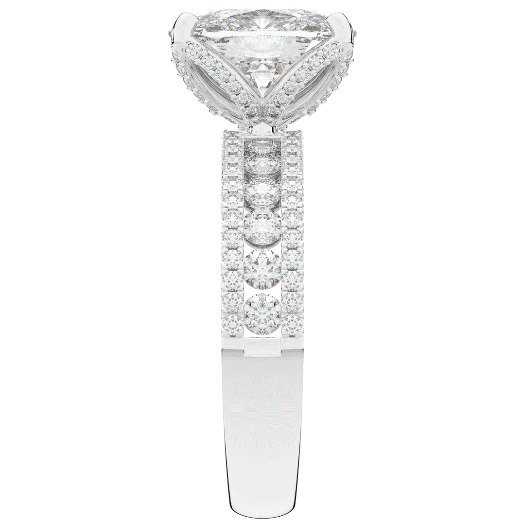 3.95CT.TW CUSHION LAB DIAMOND SOLITAIRE ENGAGEMENT RING - Nazarelle
