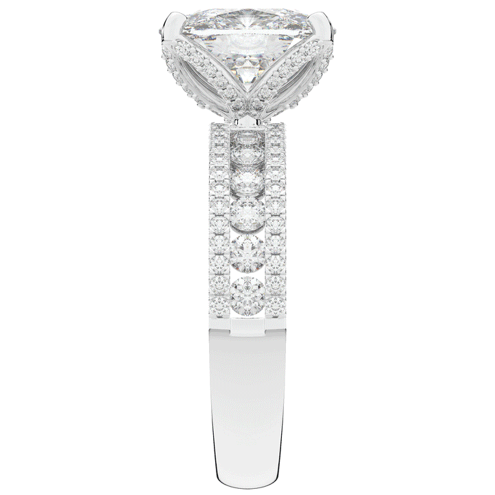 3.95CT.TW CUSHION LAB DIAMOND SOLITAIRE ENGAGEMENT RING - Nazarelle