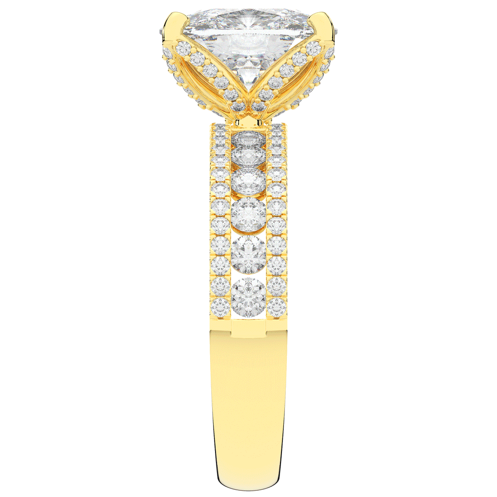 3.95CT.TW CUSHION LAB DIAMOND SOLITAIRE ENGAGEMENT RING - Nazarelle
