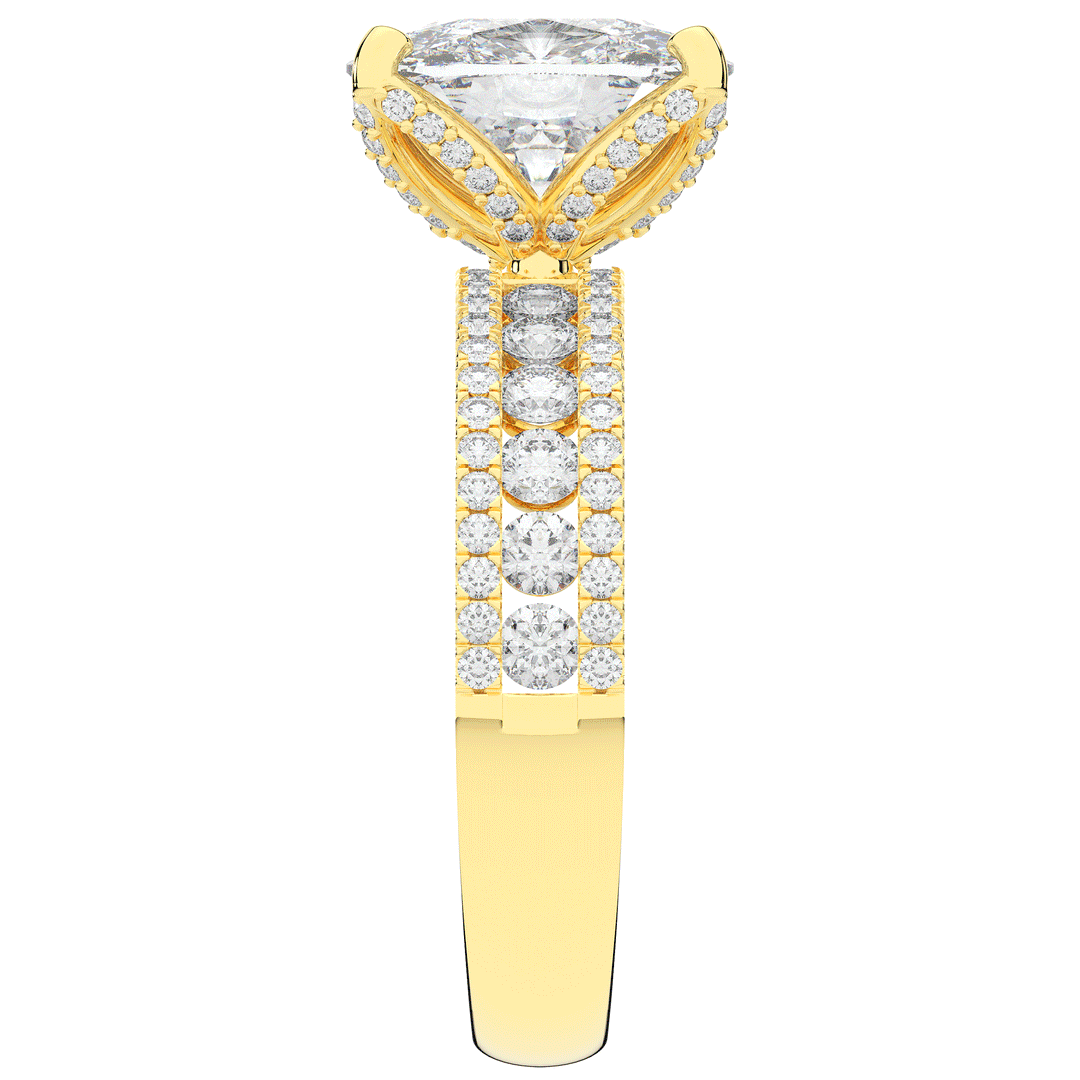 3.95CT.TW CUSHION LAB DIAMOND SOLITAIRE ENGAGEMENT RING - Nazarelle